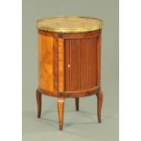 A French drum form side cabinet, late 19th century,
