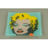 After Andy Warhol Celebrity Series, a Rosenthal Studio Line Marilyn Munroe square glass dish. 29.