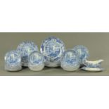 Spode blue and white "Italian" pattern dinnerware, comprising 8 dinner plates, 7 dessert plates,