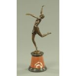 After Bruno Zach (1891-1935), "Dancing Girl", bronze figure,