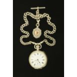 An Elgin pocket watch, with silver case, button wind, Roman numerals and subsidiary seconds dial,