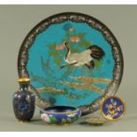 A large Japanese cloisonne charger, Meiji period,