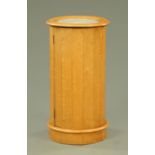 A Victorian birds eye maple veneered pedestal pot cupboard,