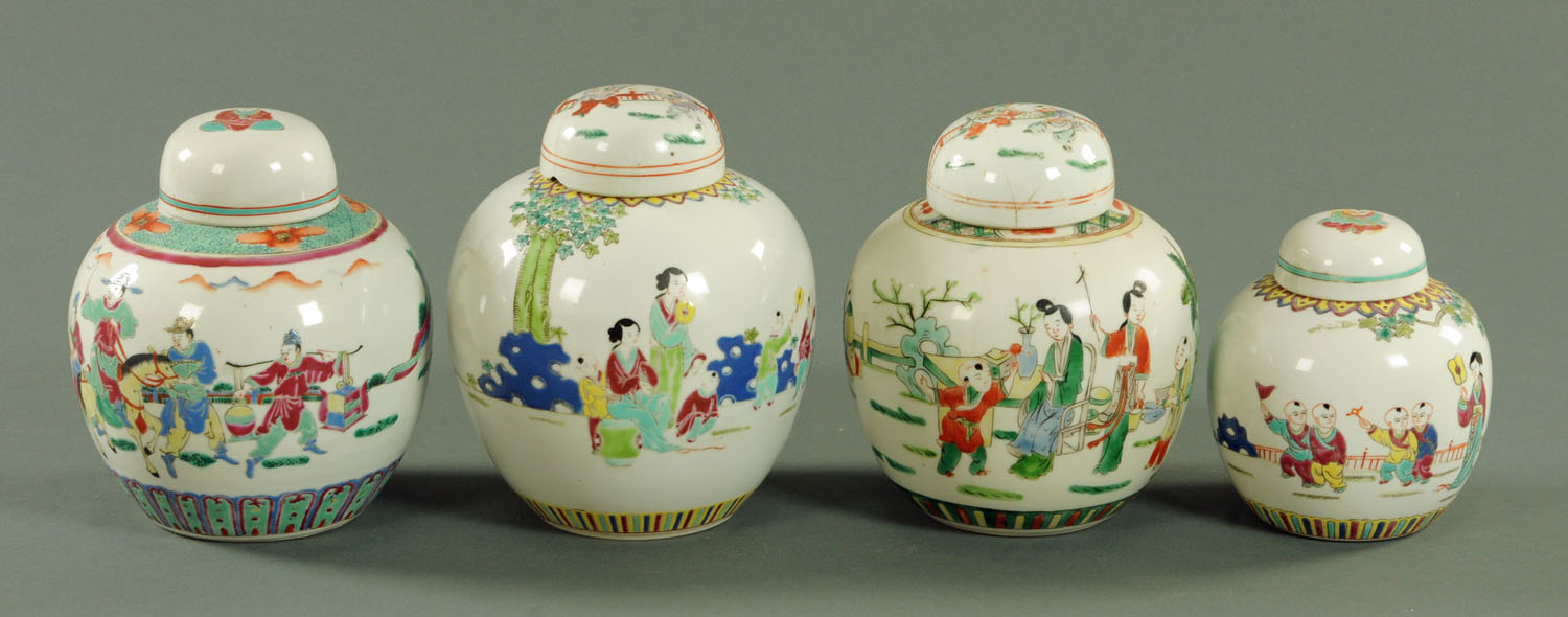 A Chinese porcelain ginger jar and cover, lid 20th century,