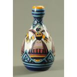 A Paul Fouillen Quimper faience Art Deco Vase, decorated with Breton ladies,