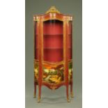A reproduction Vernis Martin style vitrine, of serpentine outline,