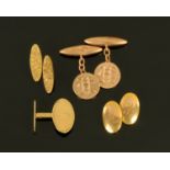 A pair of late Victorian 9 ct gold cufflinks,