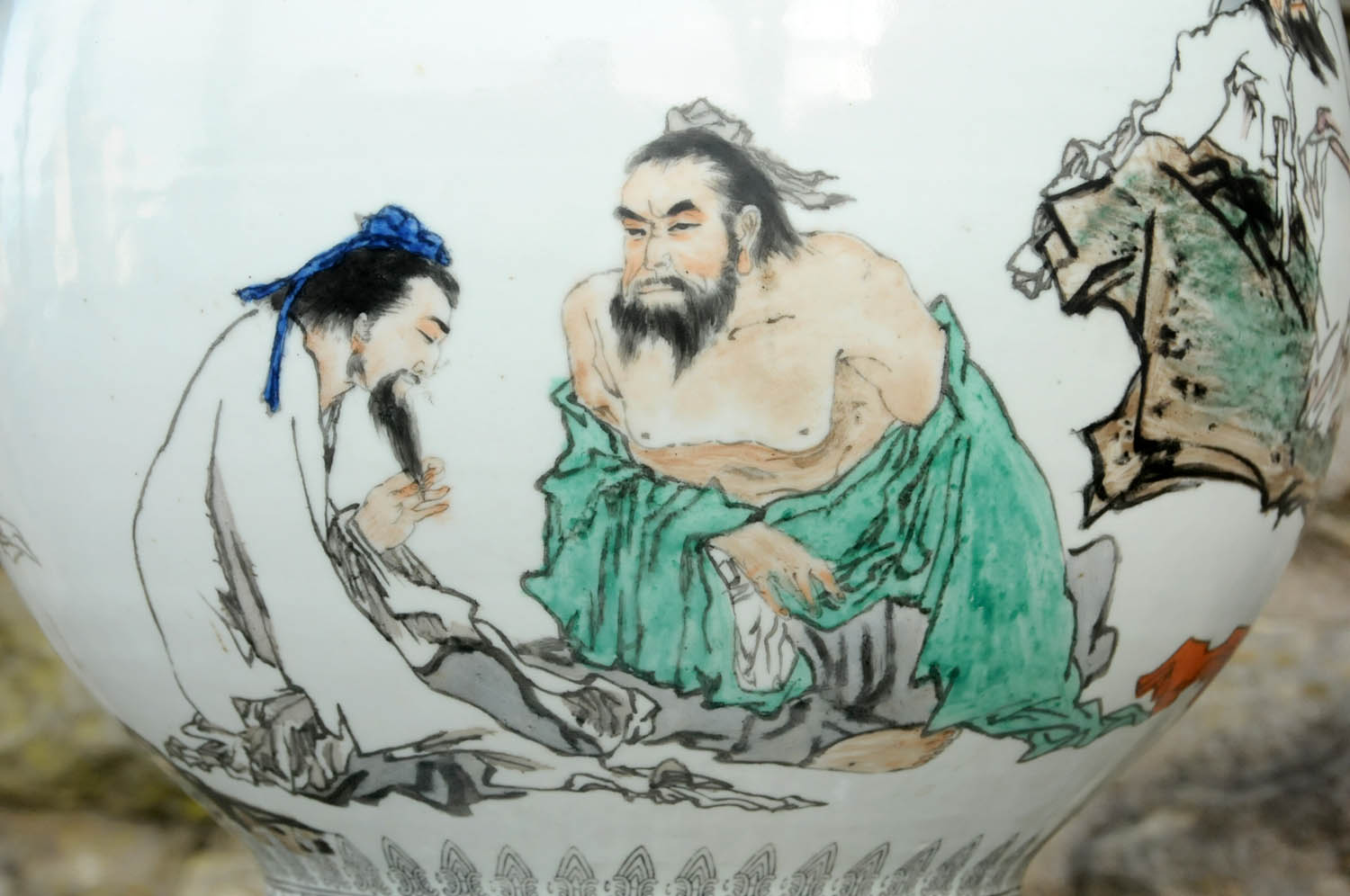 A Chinese porcelain vase, 20th century, with transfer printed decoration heightened with enamels, - Image 14 of 22