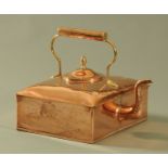 A large copper square kettle, 19th century,