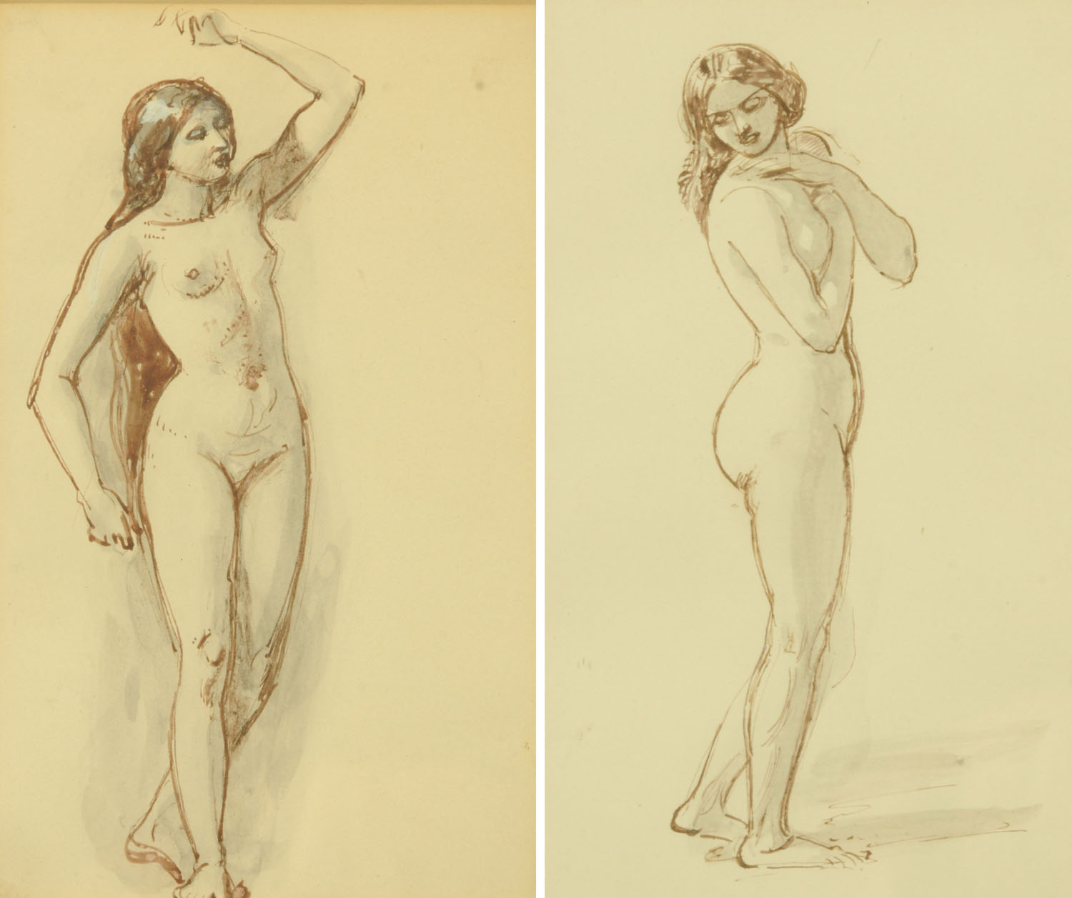 Attributed to William Edward Frost (1810-1877), nude studies, a pair,