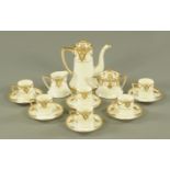 A Noritake porcelain coffee set, comprising 6 coffee cans and saucers, sucrier,