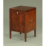 A mahogany cellarette, with brass carrying handles upon square tapering legs, 46 cm wide,