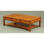 A large walnut Queen Anne style rectangular coffee table,