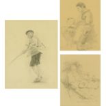 Hubert von Herkomer RA (1849-1914), three pencil sketches, comprising "The Stone Breaker",
