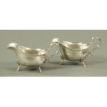 A pair of George V silver sauce boats, James Deakin & Sons, Sheffield 1917,