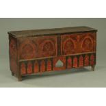 A North African painted pine bedding box, 19th century,