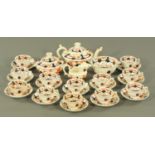 A Staffordshire Gaudy Welsh twelve place tea service, 19th century, comprising 12 cups and saucers,