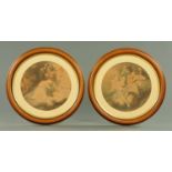 A pair of 19th century lithographic Tondos,