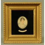 Portrait miniature lithograph of Miss Charles Kemble, within a gilt border and gilt frame,