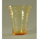 A Whitefriars "Ribbon Trail" amber glass vase, designed by Barnaby Powell, pattern No.