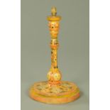 An Eastern European turned and hand painted table lamp, early 20th century,