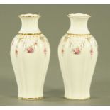 A pair of Royal Crown Derby "Royal Antoinette" moulded vases,