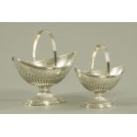 Two George III boat shaped silver baskets, Peter and Anne Bateman, London 1794,