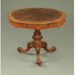 A Victorian inlaid walnut centre table,