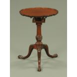 A 19th century and later mahogany tilt top tripod table,