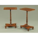 A pair of Regency style quarter veneered rectangular lamp tables,