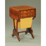 A Regency/William IV mahogany worktable, twin drop flap,