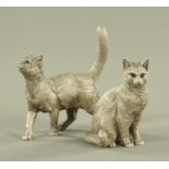 Two Mappin & Webb filled silver models of cats, Birmingham 1996. Tallest 12 cm.