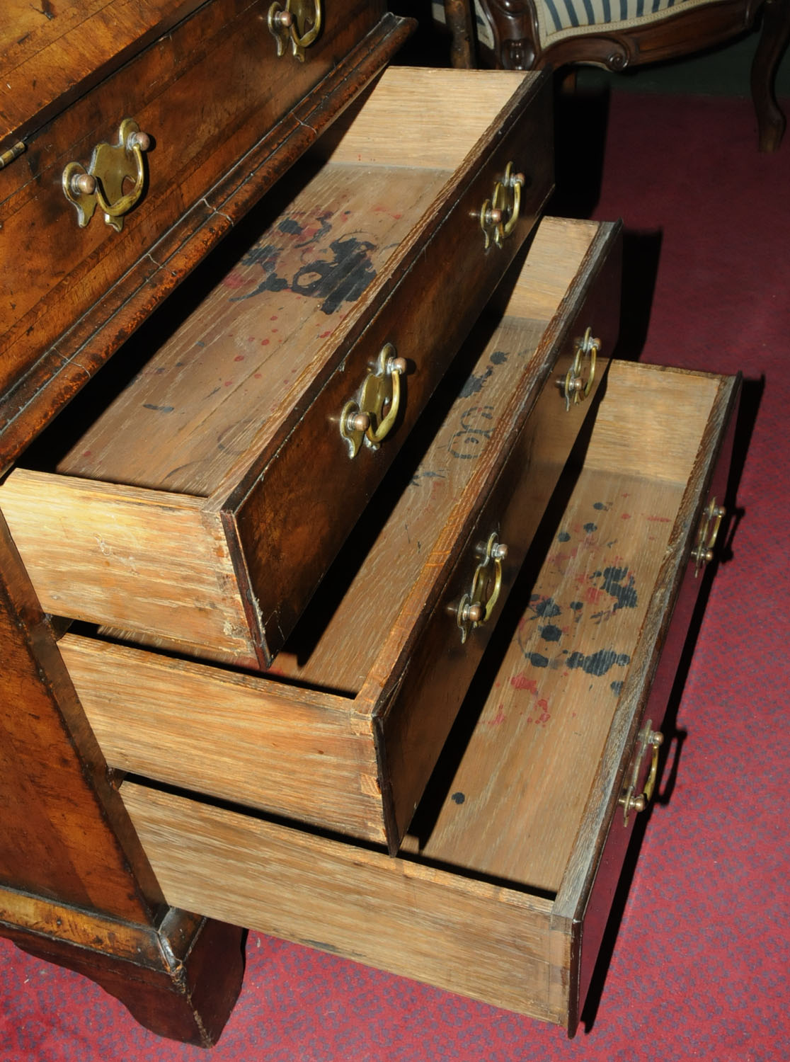 A good walnut and parcel gilt Queen Anne style bureau cabinet, - Image 12 of 18