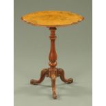 A Victorian walnut marquetry shaped occasional table,