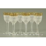 A set of six Moser attributed wine glasses, late 19th/early 20th century,