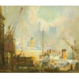 Frank Waddington (British 1897-1952), "Whitehaven Docks", signed and dated '45, pastels, 56 cm x 66.