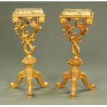 A pair of 18th century Chippendale style jardiniere stands, 20th century,