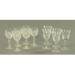 A set of six Ulverston wine glasses with bell shaped bowls,