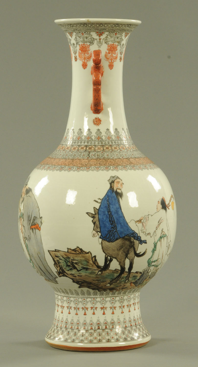 A Chinese porcelain vase, 20th century, with transfer printed decoration heightened with enamels, - Image 4 of 22