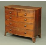 A 19th century mahogany bowfront chest of drawers,