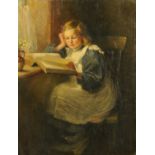 John Dalzell Kenworthy ARCA (British 1858-1954), a young girl reading a book by a window, signed,