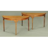 A pair of George III mahogany dining table D ends,