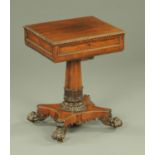 A William IV rosewood worktable,