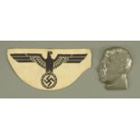 Military Interest - A cast metal profile of Adolf Hitler, height 17.