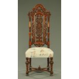 A 19th century Charles II style oak chair,