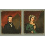 A small pair of 19th century portraits, oils on canvas. Each 20 cm x 18 cm.