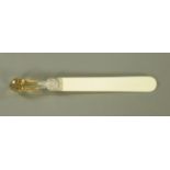 A late Victorian silver and glass mounted ivory page turner, Crisford & Norris Ltd.