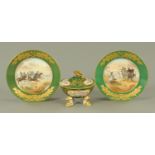 A pair of French porcelain plates, late 19th century,