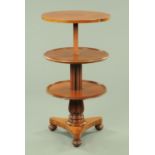 A William IV mahogany circular rise and fall three tier dumbwaiter,