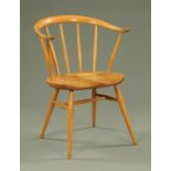 An Ercol light elm armchair, mid 20th century,